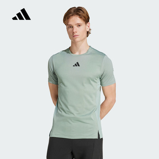 adidas阿迪达斯2025夏运动健身清风面料男修身速干短袖T恤JI8197
