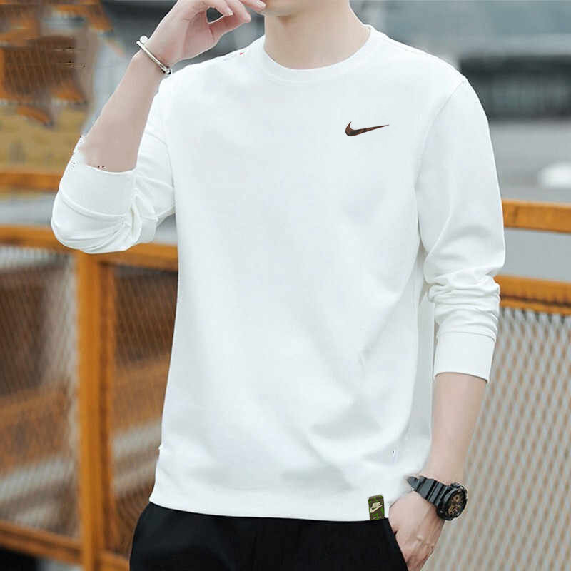 Nike耐克卫衣男长袖套头衫纯棉打底篮球白色圆领宽松运动服FZ7957