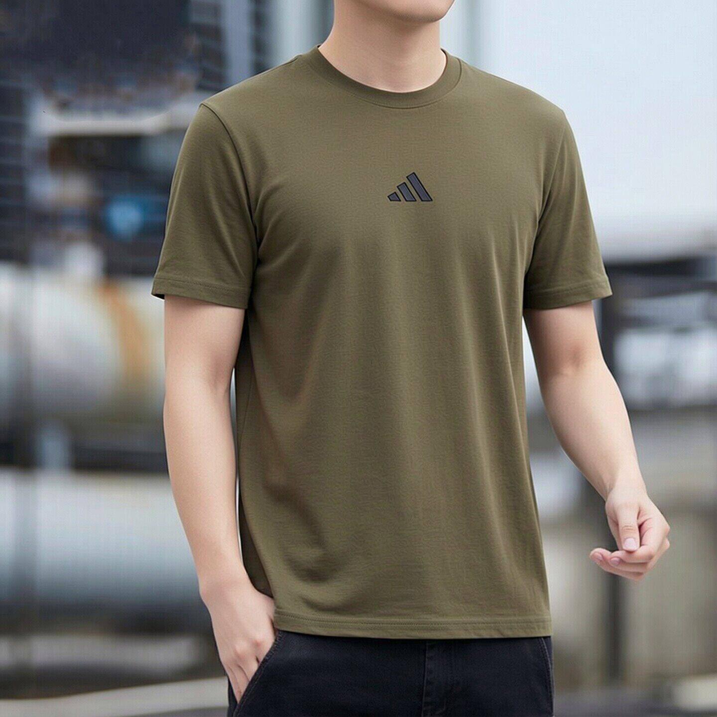 阿迪达斯绿色t恤男士夏季