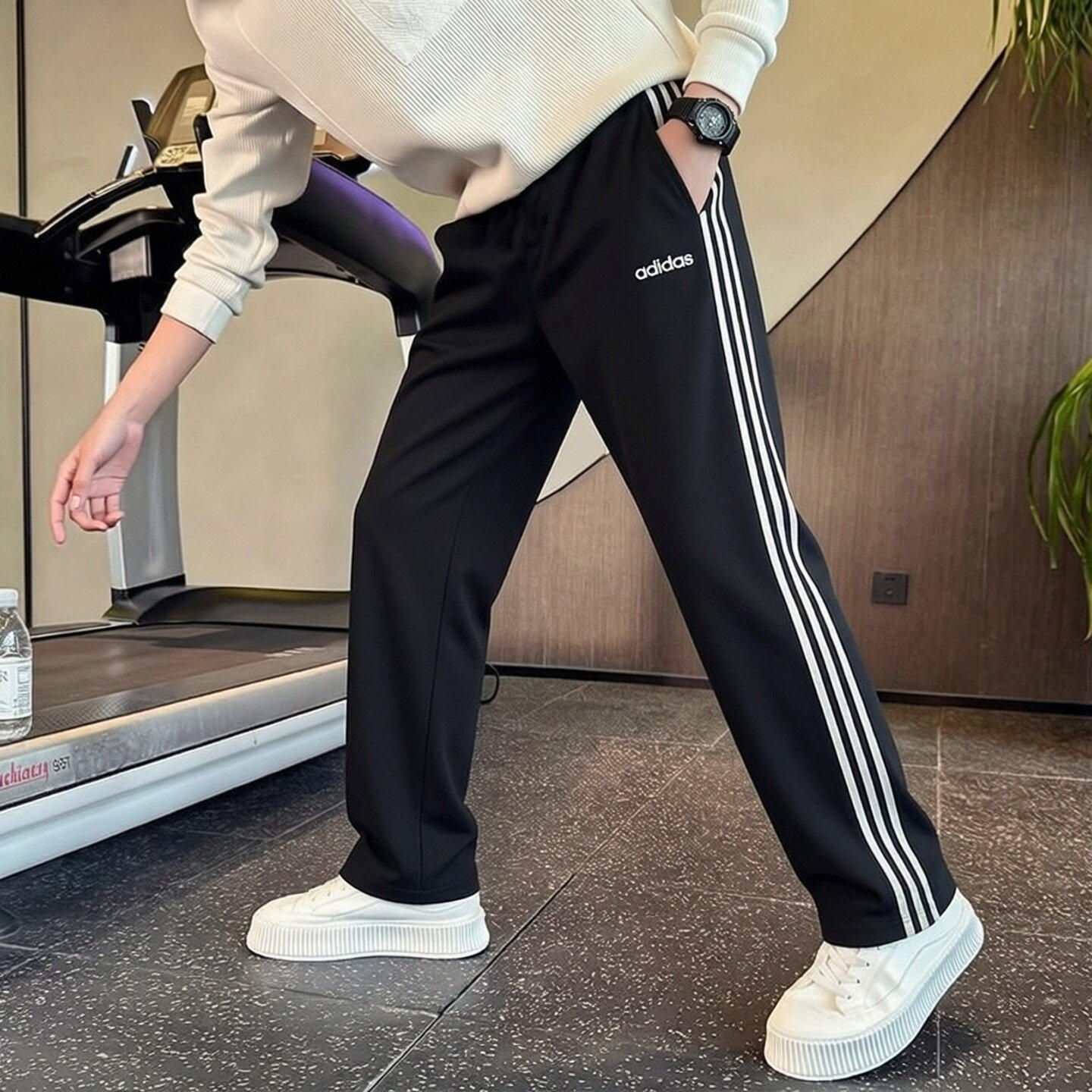 阿迪达斯男裤新款卫裤运动长裤健身训练裤子男装经典三条纹裤子