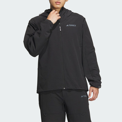 Adidas/阿迪达斯正品新款男士户外透湿疏水运动软壳衣JE8282