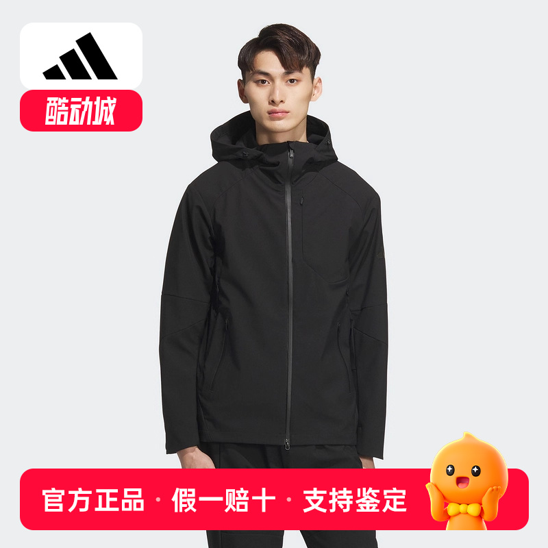 adidas阿迪达斯冬季新款运动休闲连帽外套男抓绒梭织夹克 KA1218