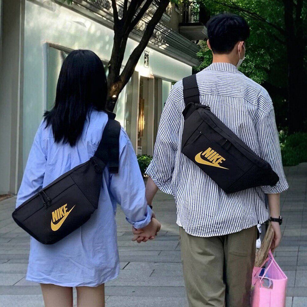 Nike耐克潮流时尚腰包黑色单肩包男女斜挎包正品金标休闲包运动包