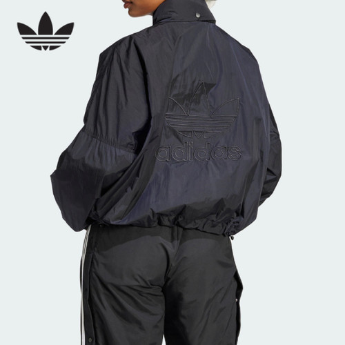 adidas阿迪达斯三叶草训练服夹克正品春女立领连帽速干外套JD2583