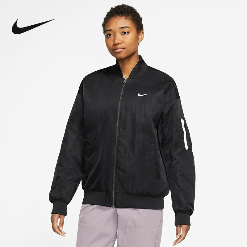 Nike耐克女子针织夹克VRSTY BMBR双面穿运动外套薄棉服DV7877-010