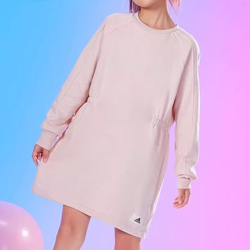 Adidas/阿迪达斯正品正品大童简约圆领运动长袖连衣裙IT4838