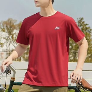 NIKE耐克红色T恤男士运动短袖正品2026新款本命年半袖宽松体恤衫