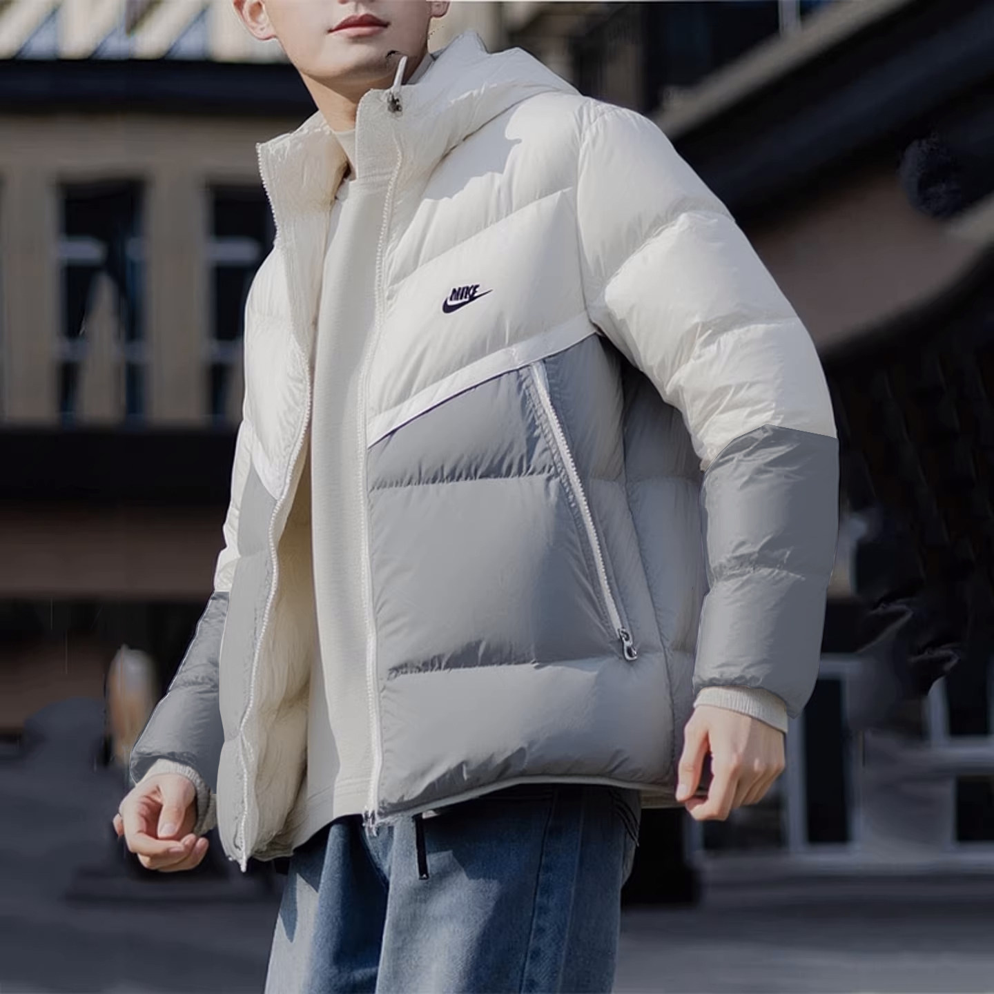 Nike耐克正品连帽羽绒服冬季新款男子外套厚款防水运动夹克DV1132