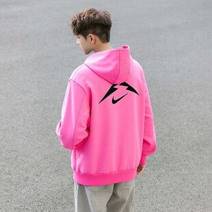 Nike耐克卫衣男粉色越野跑步保暖连帽衫针织运动休闲套头衫HJ3571