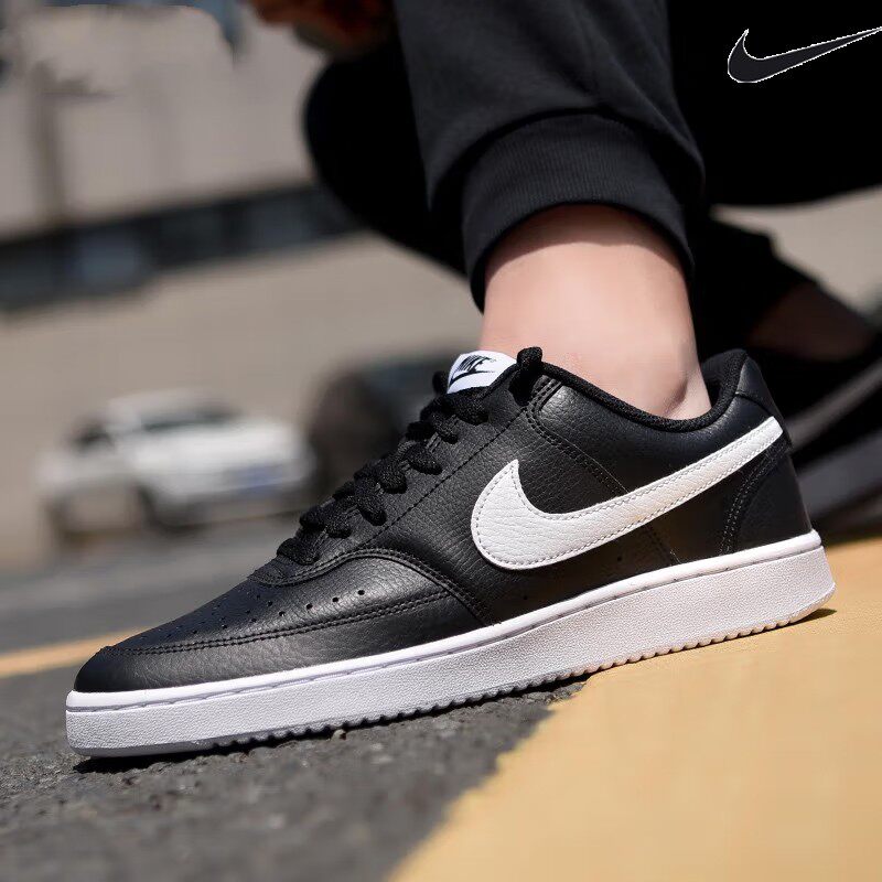 Nike耐克黑色低帮板鞋正品男鞋空军一号休闲鞋软底防滑运动鞋子