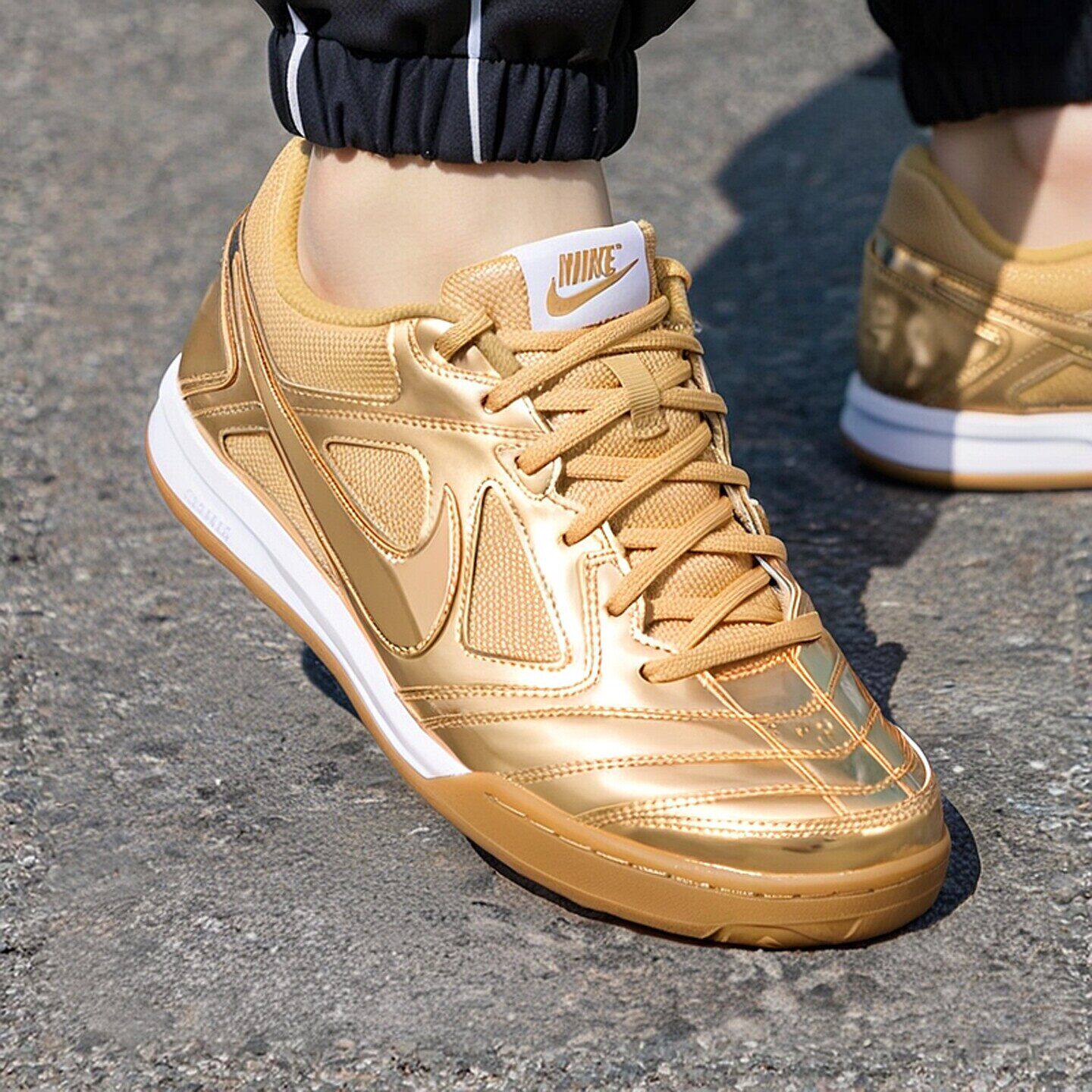 正品耐克鞋子NIKE GATO LV8男鞋金色炸街运动鞋新款亮面板鞋跑鞋