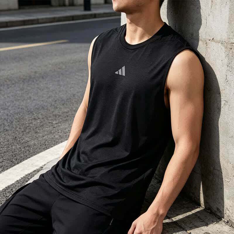 阿迪达斯坎肩美式运动背心男夏季无袖速干健身篮球跑步透气T恤男