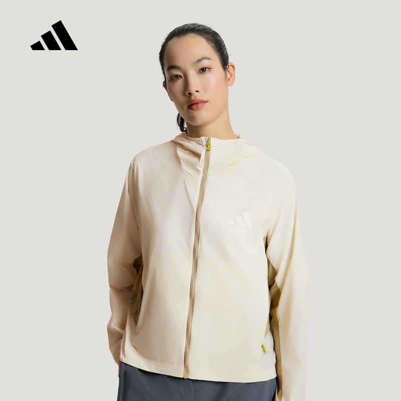 adidas阿迪达斯户外防晒防风外套2026夏女梭织运动连帽夹克KS3529