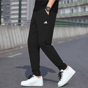 阿迪达斯休闲裤男士直筒运动男裤冰丝速干夏季薄款男生长裤子男款