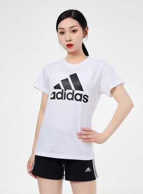 阿迪达斯短袖女装春夏新款运动休闲服白色半袖T恤GL0649