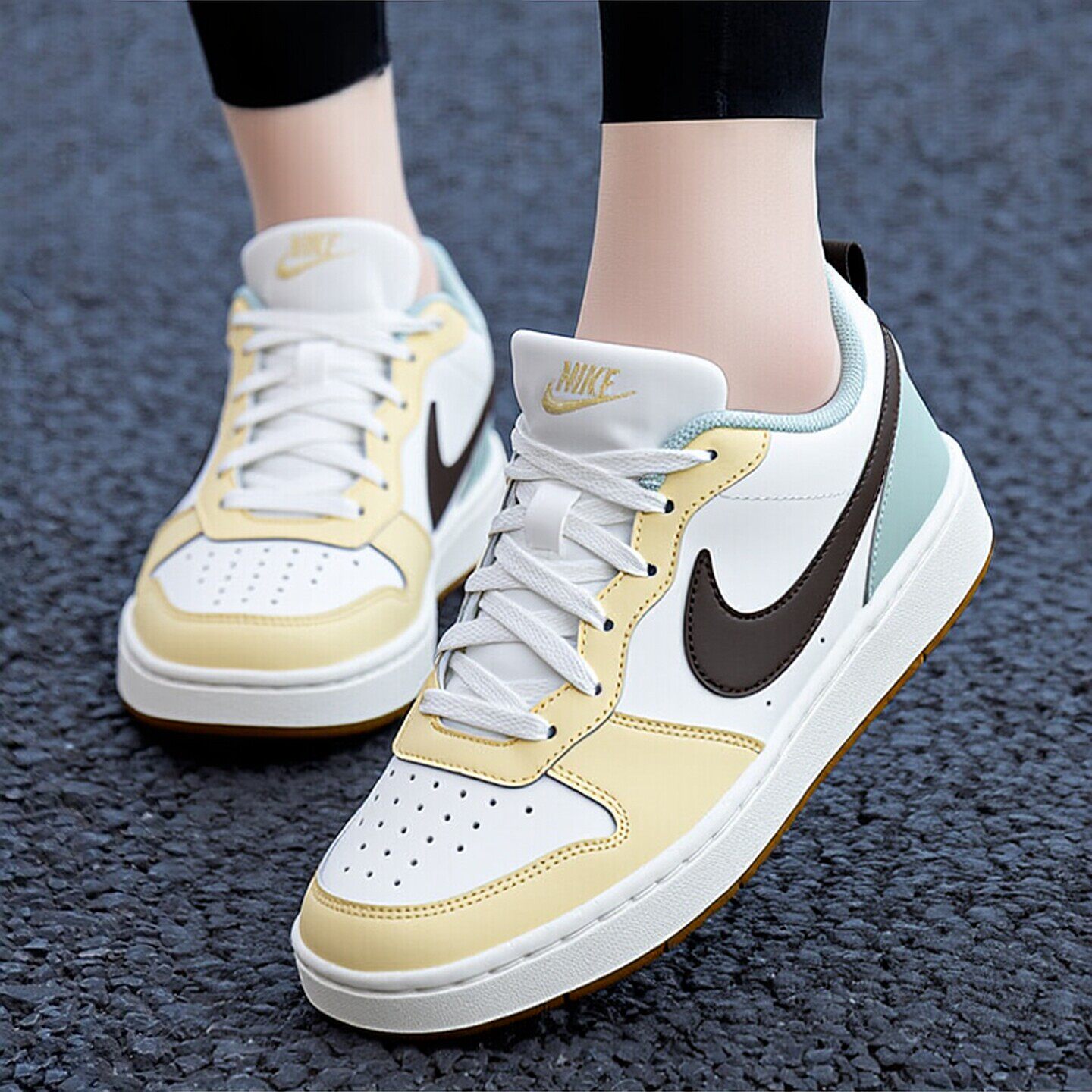 Nike耐克鞋子潮流时尚板鞋新款女鞋轻便运动鞋皮面休闲鞋平底潮鞋