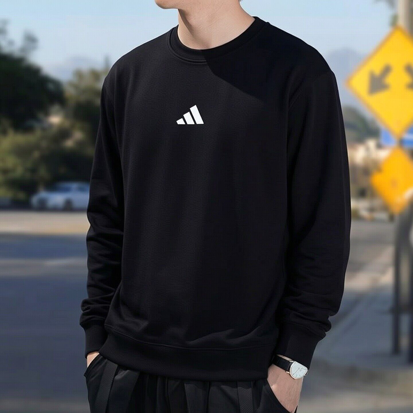 adidas阿迪达斯卫衣男秋季新款宽松复古休闲篮球跑步长袖打底上衣