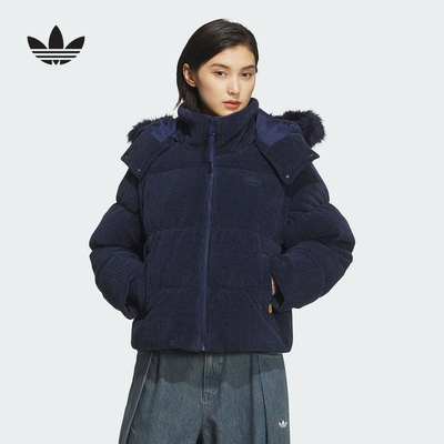 adidas阿迪达斯三叶草可拆卸肩袖连帽羽绒服冬装女面包服 KS8491