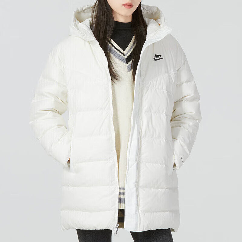 中长款羽绒服Nike耐克冬季新款防水外套厚款连帽上衣女士运动夹克
