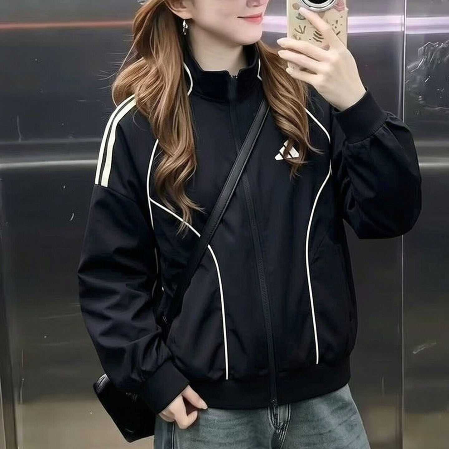 阿迪达斯棒球服女秋季新款立领美式复古防风休闲慵懒宽松运动外套