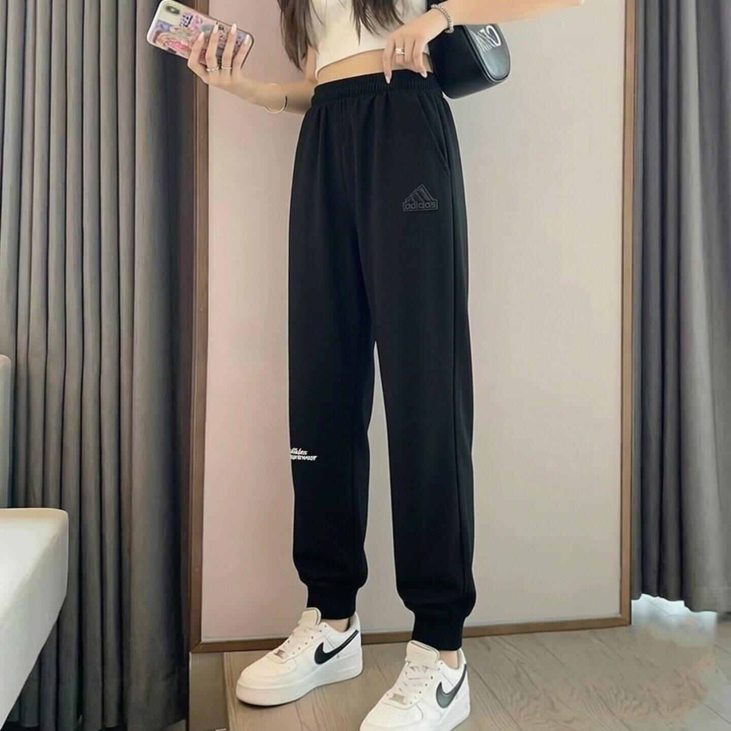阿迪达斯运动裤女款长裤新款宽松束脚收口女裤正品休闲卫裤九分裤