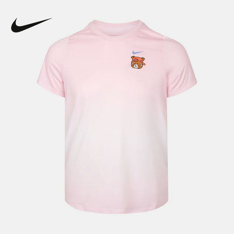 NIKE耐克童装短袖针织衫夏季正品图案印花粉色运动T恤IR7013-663