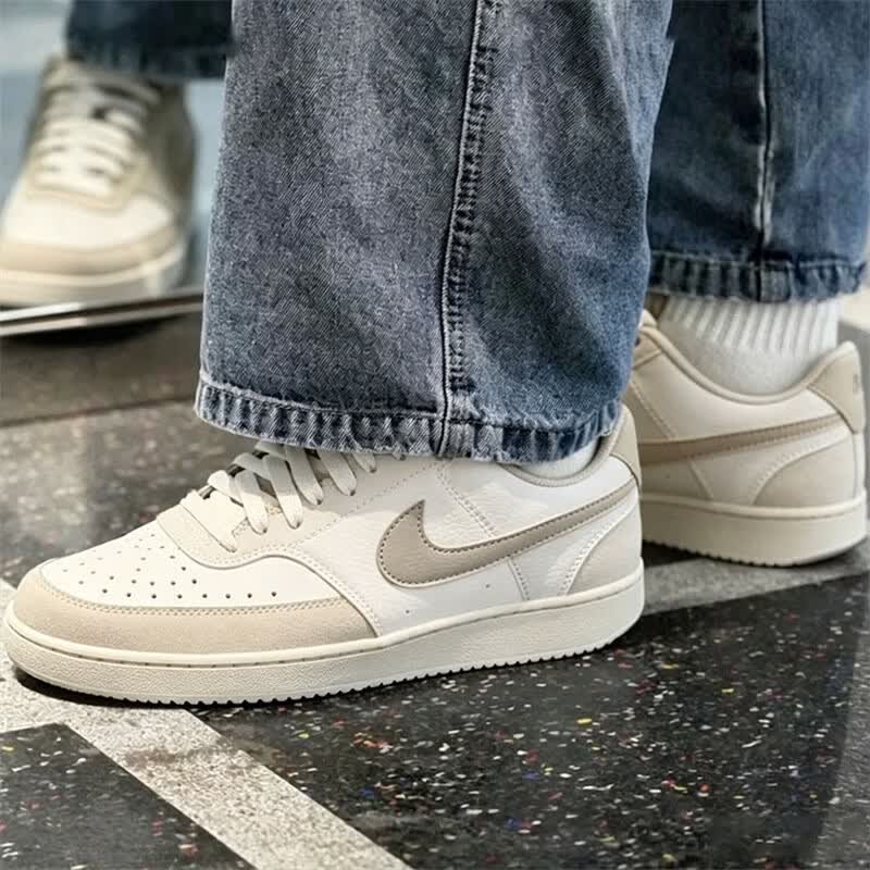 Nike耐克鞋子皮面拼接板鞋新款潮流运动鞋轻便透气男鞋缓震休闲鞋