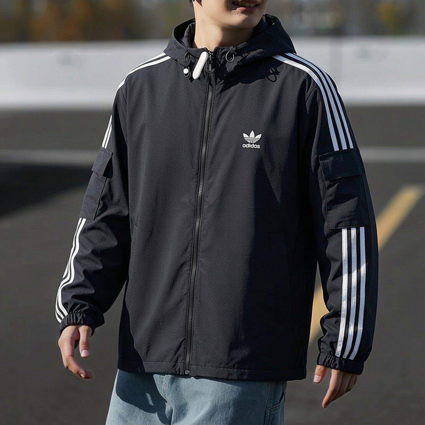 阿迪达斯三叶草防风衣男