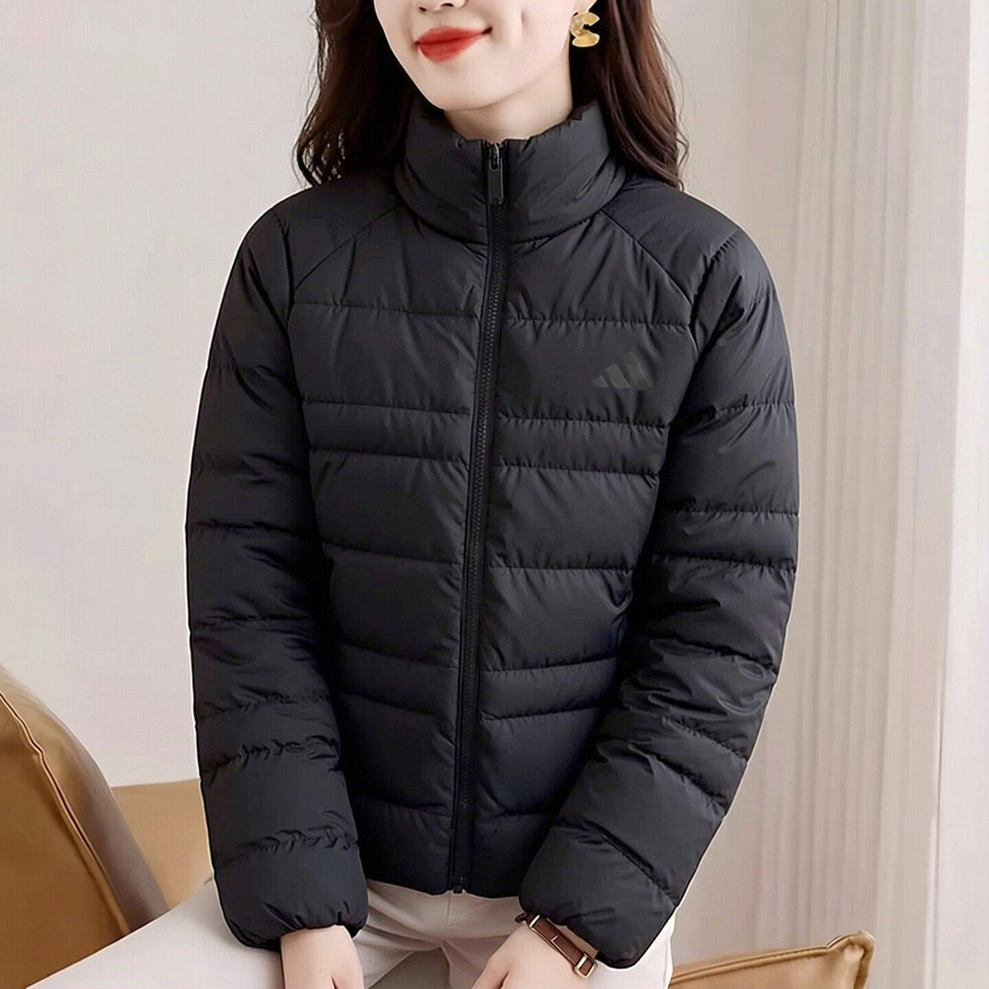 阿迪达斯轻薄棉服女秋季加厚外套夹棉棒球服拒水防风保暖复古开衫