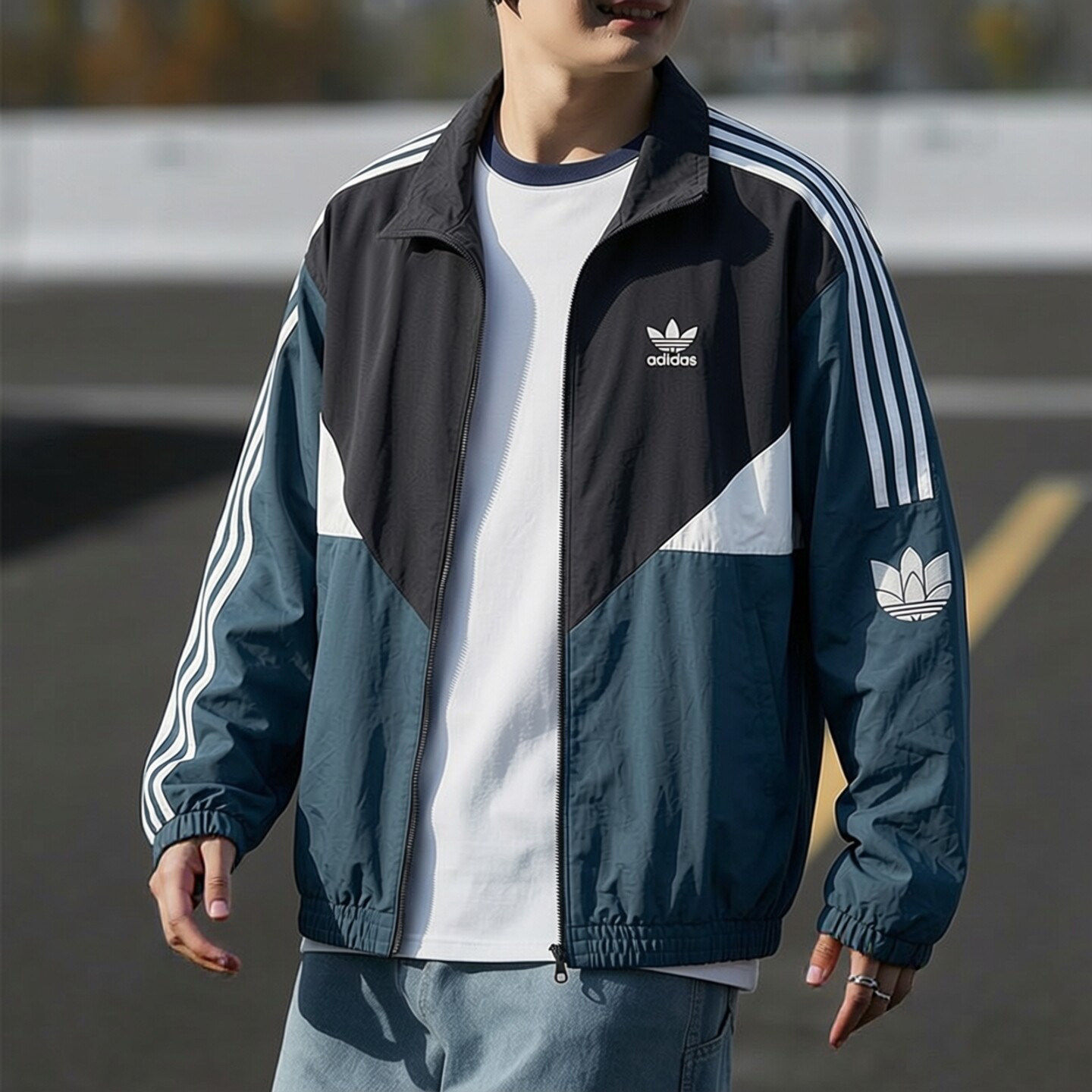 阿迪达斯三叶草棒球服男外套秋季新款复古梭织夹克休闲撞色防风衣