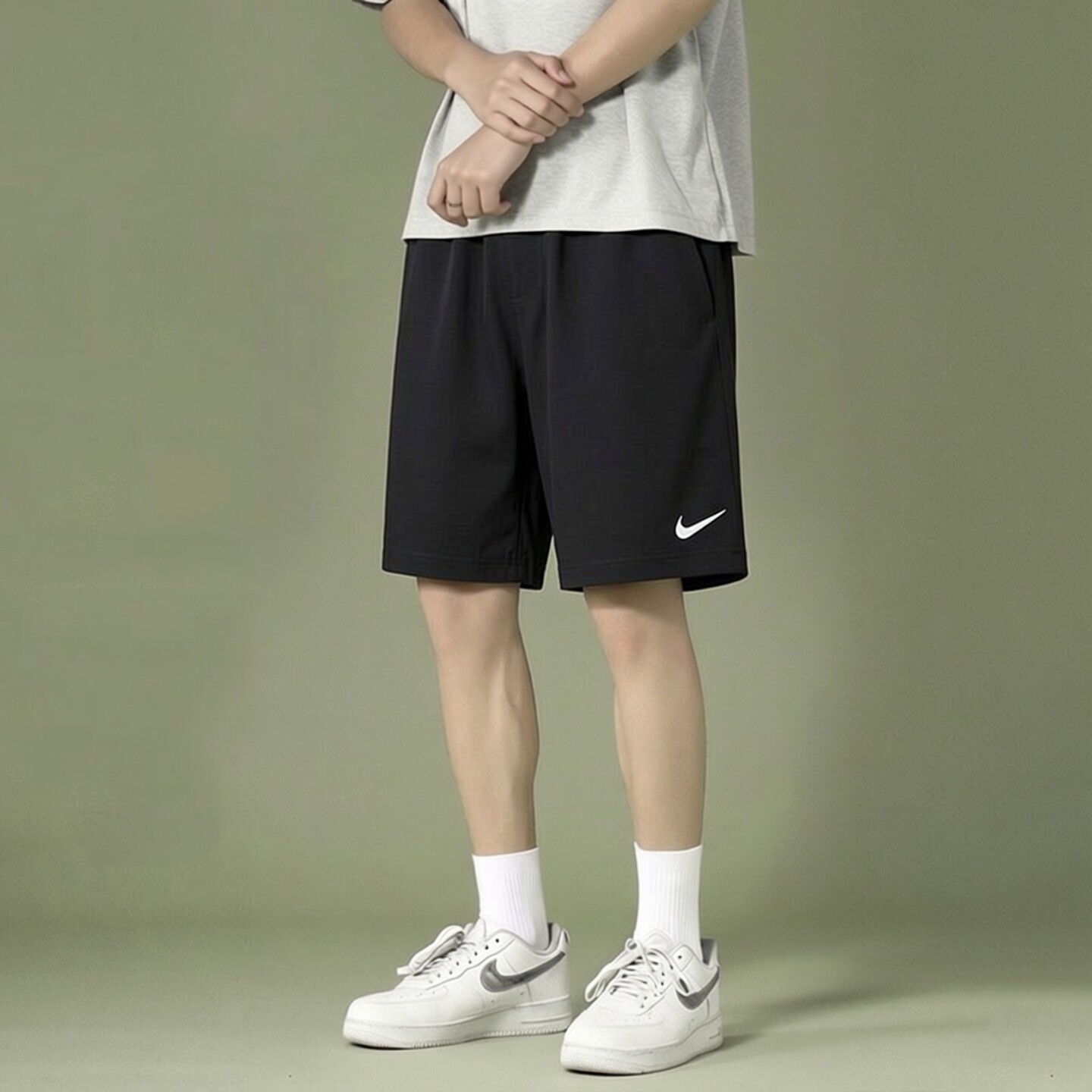 Nike耐克裤子简约小标运动裤冰丝速干五分裤健身跑步男裤正品潮裤