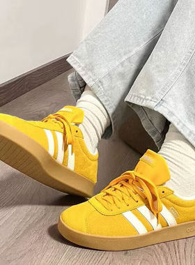 阿迪达斯板鞋女秋季新款黄色德训鞋包头鞋VL court T头鞋女JI0495