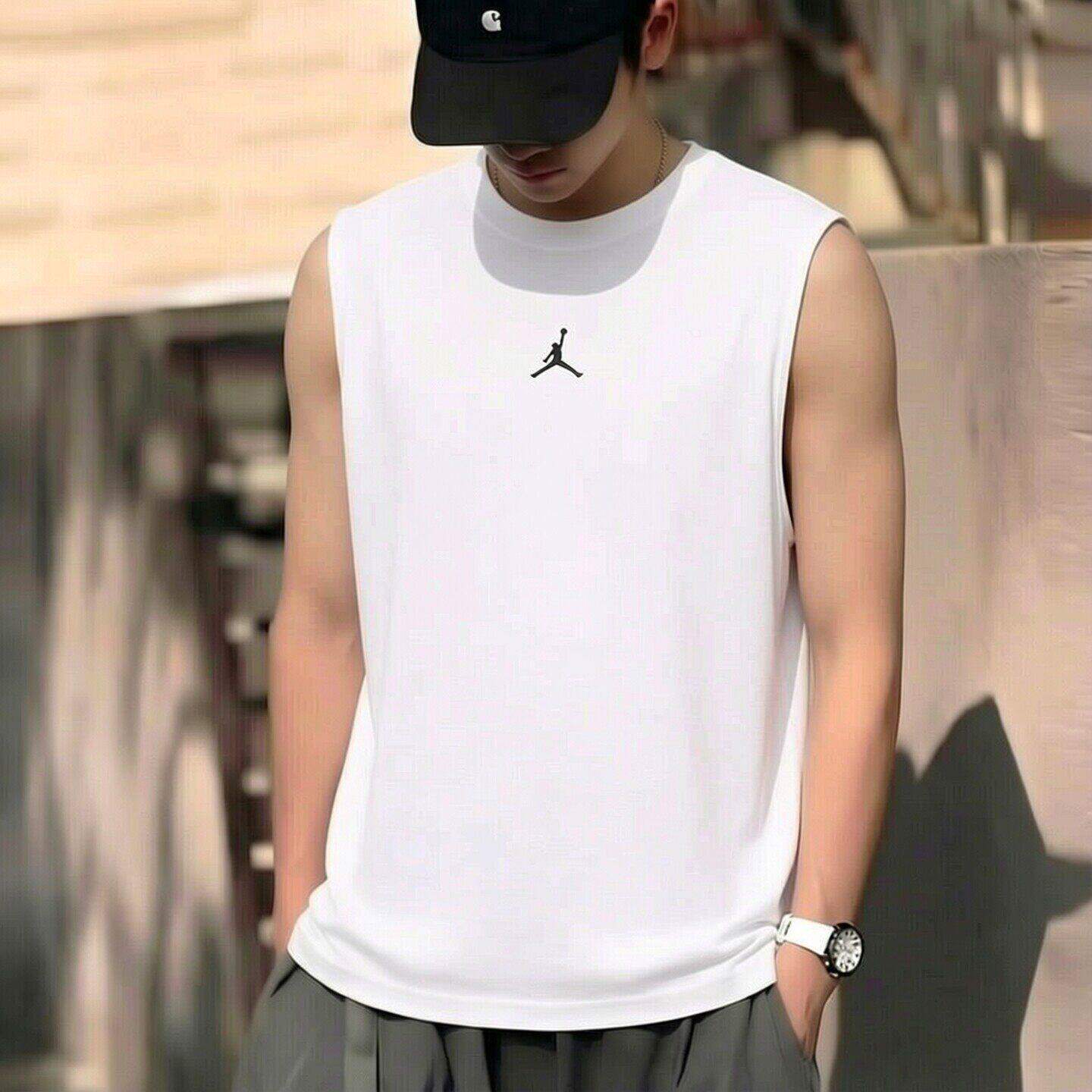 Jordan乔丹针织速干背心小标篮球T恤正品男子训练薄上衣AJ运动服