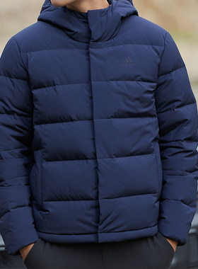 阿迪达斯蓝色羽绒服男冬季新款拒水防风鸭绒衣男宽松运动加厚外套