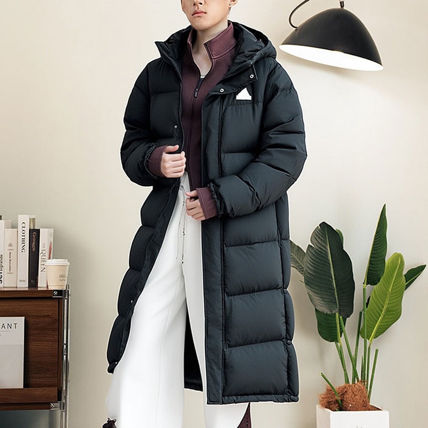 阿迪达斯长款羽绒服男冬季新款过膝保暖面包宽松大衣美式加厚外套