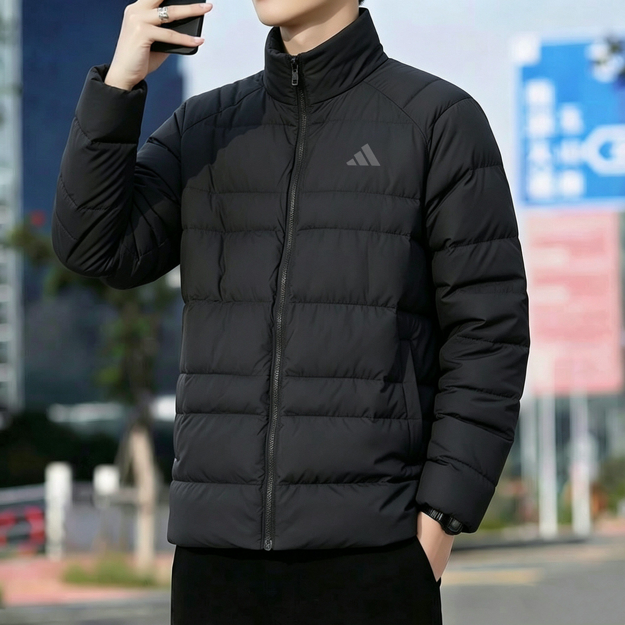 阿迪达斯立领棉衣男士新款加厚防风拒水保暖棉袄外套运动休闲棉服