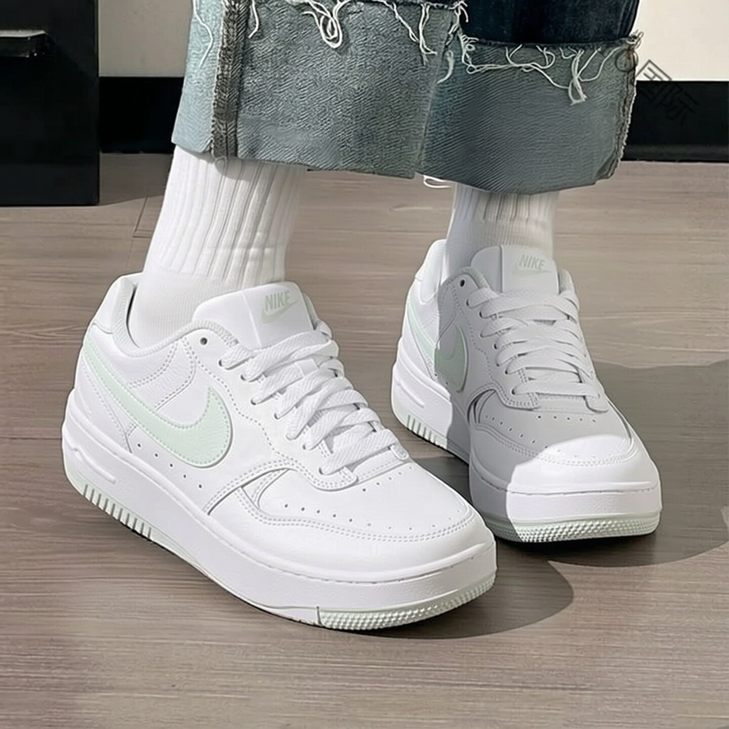 Nike耐克鞋子厚底增高女鞋正品白色运动鞋轻便透气休闲板鞋DX9176