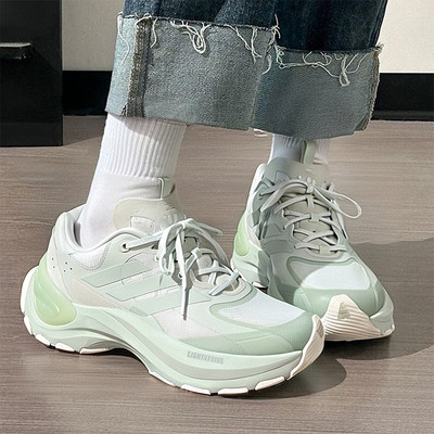 阿迪达斯女鞋秋季新款缓震休闲鞋厚底老爹鞋复古浅绿增高鞋JH9630