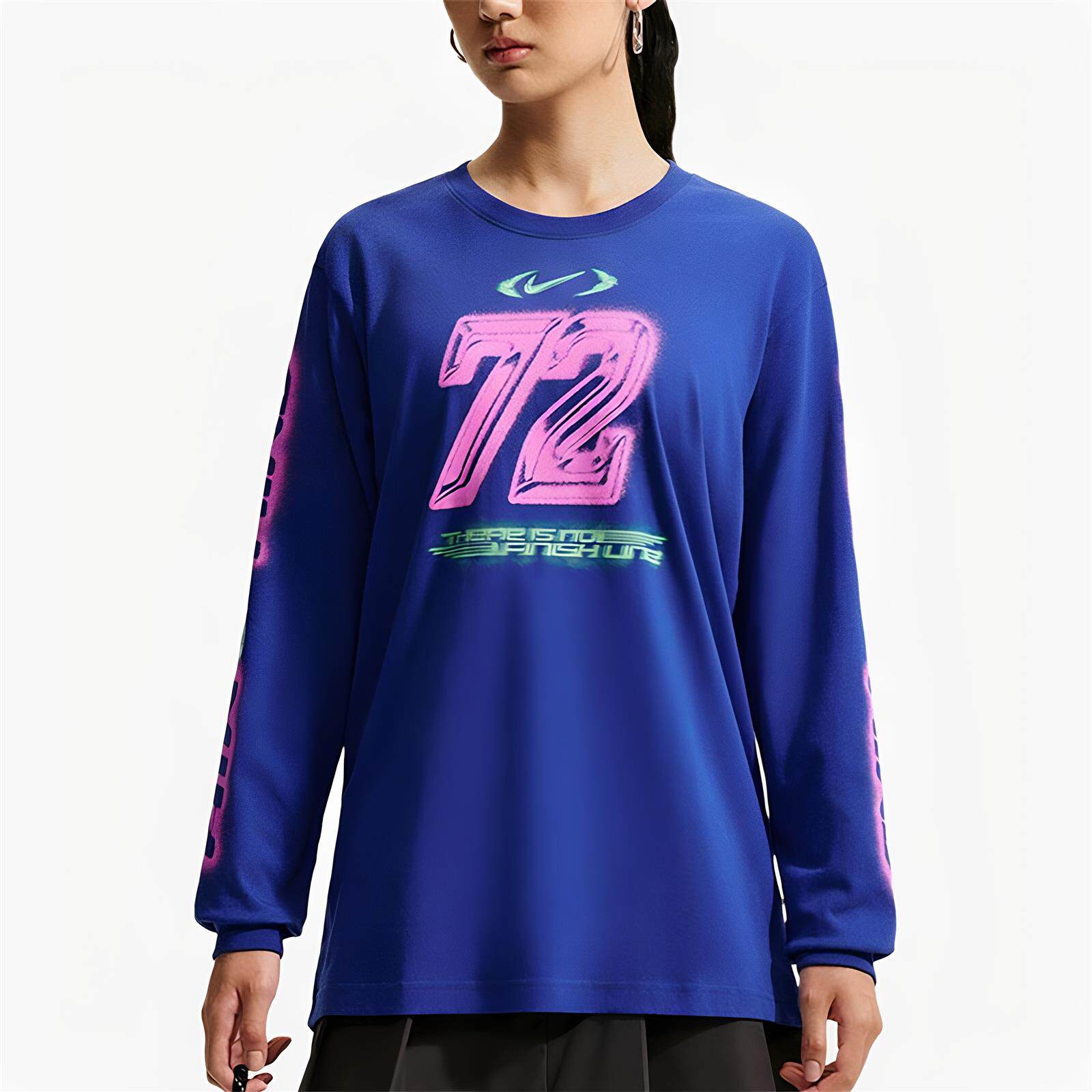 Nike耐克2026年新款街头休闲风长袖T恤男女宽松圆领印花运动上衣