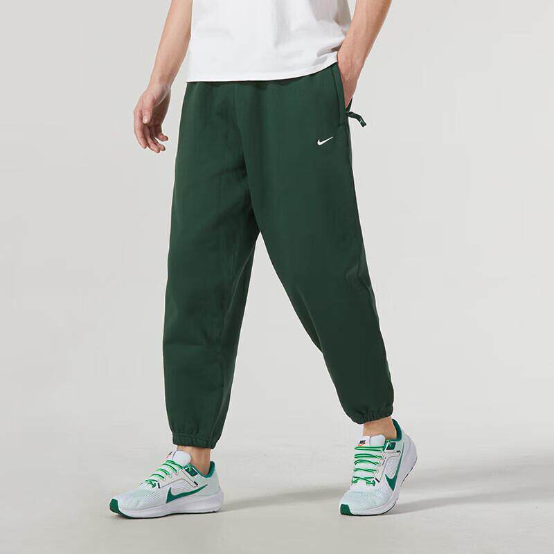Nike耐克绿色针织长裤男宽松束脚裤防风运动裤保暖休闲卫裤DX1365