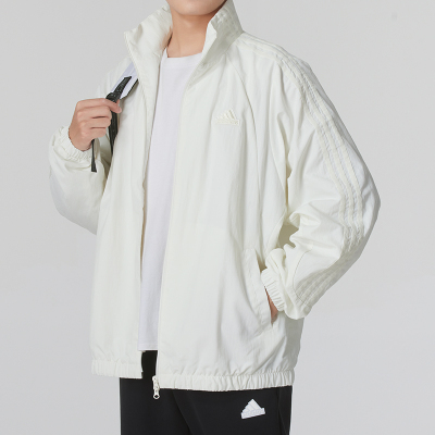 阿迪达斯男女同款外套秋季新款跑步运动服休闲开衫立领夹克JI6647