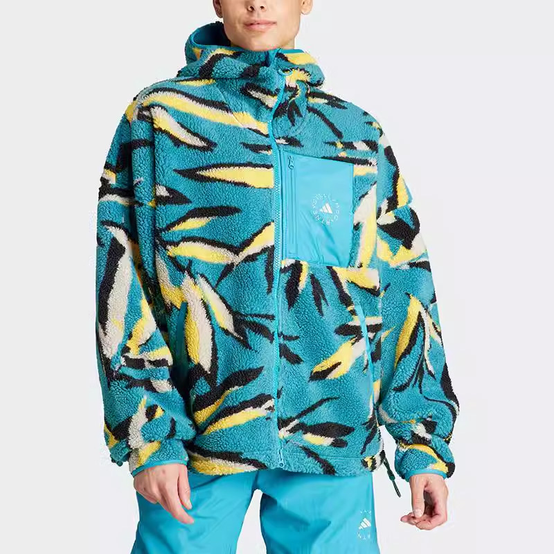 Adidas/阿迪达斯正品SMC女子宽松加绒印花连帽运动外套IK9339