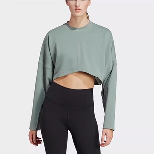 Adidas 宽松短款 女子套头圆领卫衣套头衫 HR5086 阿迪达斯正品