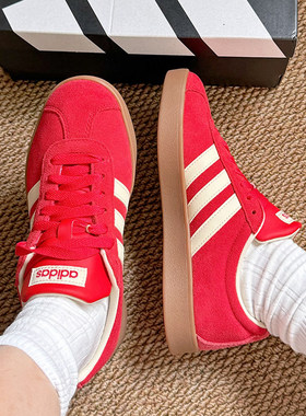 阿迪达斯红色板鞋女新款正品复古小白鞋女板鞋休闲Vl Court德训鞋