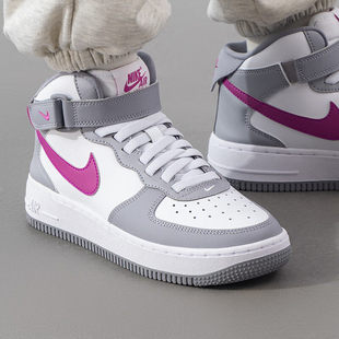 Nike耐克女高筒运动鞋皮面小白鞋学生板鞋轻便耐磨魔术贴休闲鞋