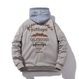 秋冬新款男式夹克青少年学生加厚棒球服情侣vintage棉服连帽外套