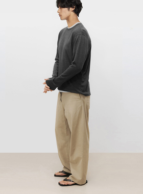 15.5微米可机洗细密羊毛圆领直口长袖T恤 轻屋