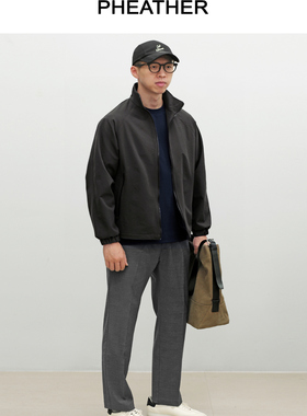 PHEATHER斐德 灰色精纺羊毛休闲通勤西裤
