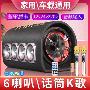 英顿音响蓝牙音箱K歌版多喇叭大量无线话筒12v车载低音炮功率大音