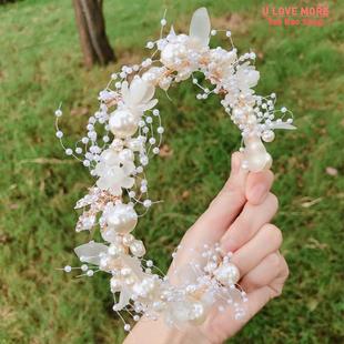 Flower Pearl Headband Bridal Fashion Hair Crown Wedding Acce